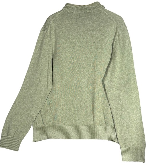 J.Crew Cotton Quarter Zip Pullover Mens L Sage Green Mock Neck Sweater - Picture 2 of 11